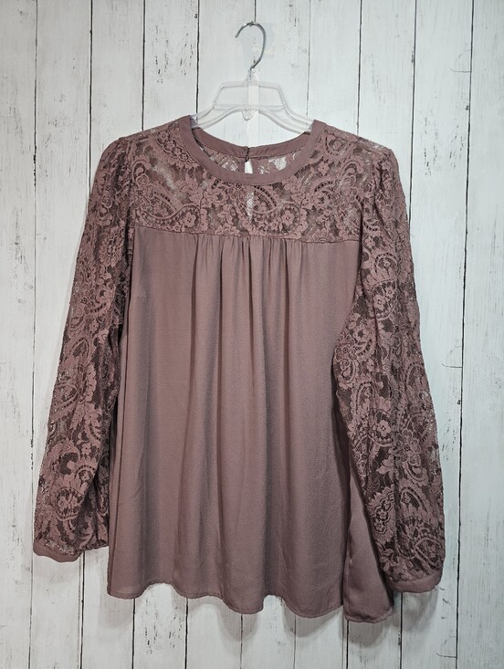 torrid Tops - Torrid Women's Mauve Lace Long Sleeve & Yoke Lightweight Blouse Shirt Size 3X.